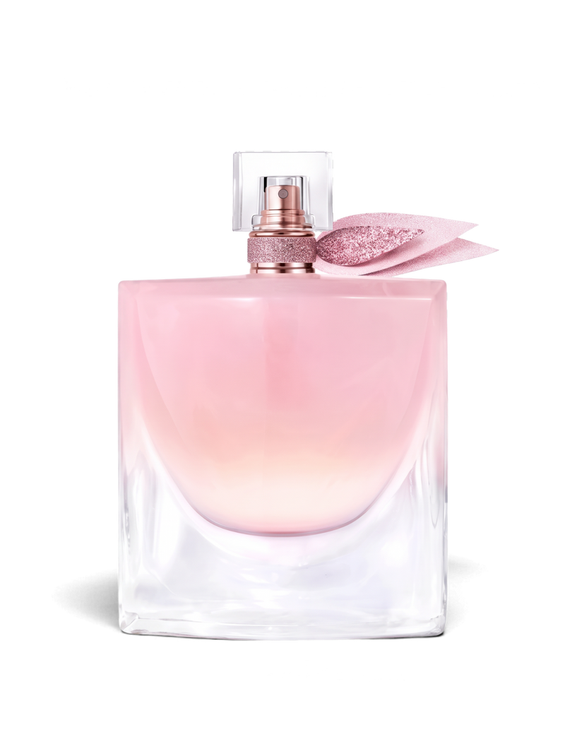 euaden Lancôme La Vie Est Belle Vanille Nude kadın parfümü, şık pembe cam şişesi ve zarif kurdele detayı ile.