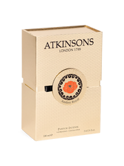 euaden Atkinsons Ambre Royal Parfum Intense 100 ml unisex parfüm kutusu, krem rengi dokulu şık ambalaj tasarımı