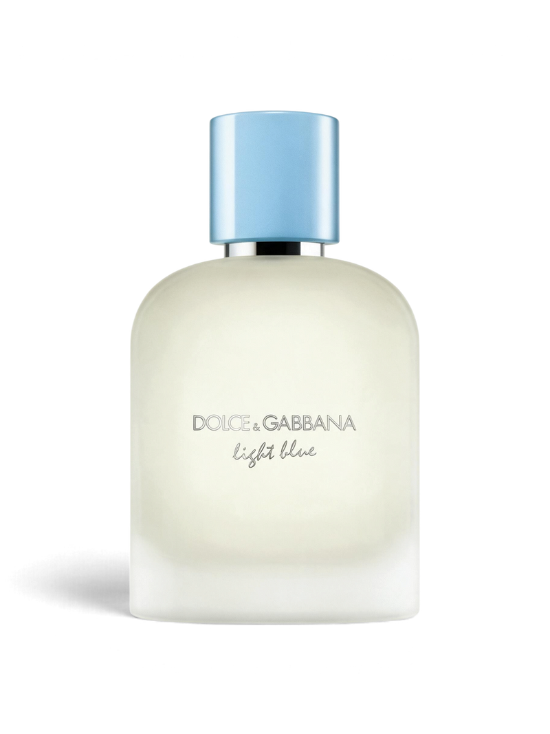 euaden Dolce & Gabbana Light Blue Pour Homme erkek parfümü, buz mavisi kapaklı şık ve mat cam şişe tasarımı