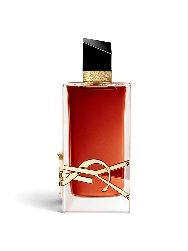 euaden Yves Saint Laurent Libre Le Parfum kadın parfümü, ikonik altın YSL logolu ve kehribar renkli şık cam şişe