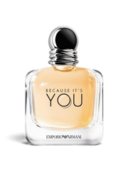 euaden Emporio Armani Because It's You kadın parfümü, şeffaf cam şişesi ve gümüş kapak detaylı 100 ml EDP