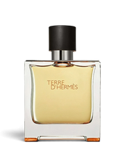 euaden Terre d'Hermès Pure Parfum erkek parfümü, şık cam şişesi ve siyah kapağı ile 75 ml odunsu koku