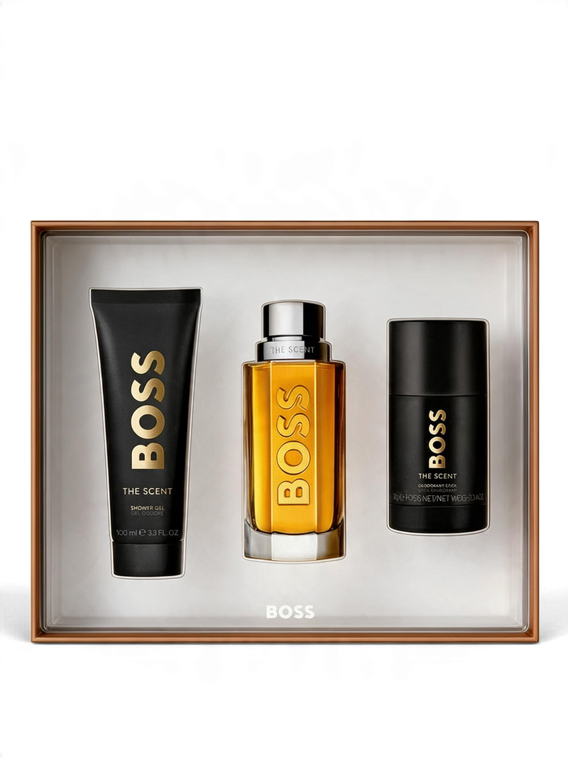euaden Hugo Boss The Scent erkek parfüm hediye seti, 100ml EDT, duş jeli ve deodorant içeren şık kutu tasarımı