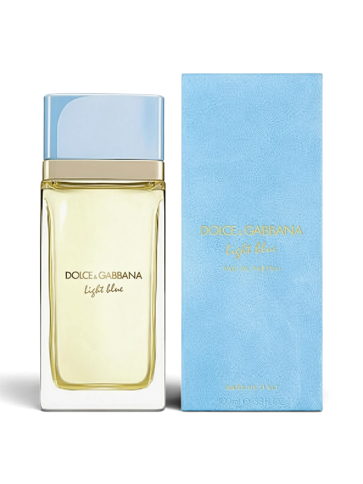euaden Dolce & Gabbana Light Blue Eau Intense kadın parfümü 100 ml şişesi ve açık mavi kutusu