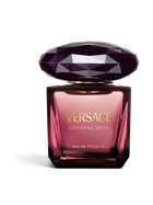 Euaden Versace Crystal Noir kadın parfümü, elmas kesim koyu mor kapaklı şık cam şişe tasarımı