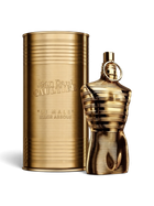 euaden Jean Paul Gaultier Le Male Elixir erkek parfümü, ikonik altın rengi gövde şişesi ve uyumlu metal kutusu