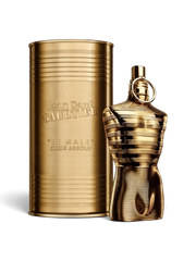 euaden Jean Paul Gaultier Le Male Elixir erkek parfümü, ikonik altın rengi gövde şişesi ve uyumlu metal kutusu