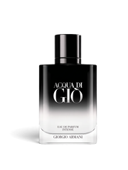 euaden Giorgio Armani Acqua Di Gio Homme EDP Intense erkek parfümü, siyah ve şeffaf geçişli şık cam şişe tasarımı.