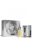 euaden Hugo Boss Bottled erkek bakım ve hediye seti; 100ml parfüm, duş jeli ve deodorant sprey içeren şık kutu tasarımı