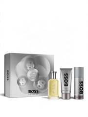 euaden Hugo Boss Bottled erkek bakım ve hediye seti; 100ml parfüm, duş jeli ve deodorant sprey içeren şık kutu tasarımı