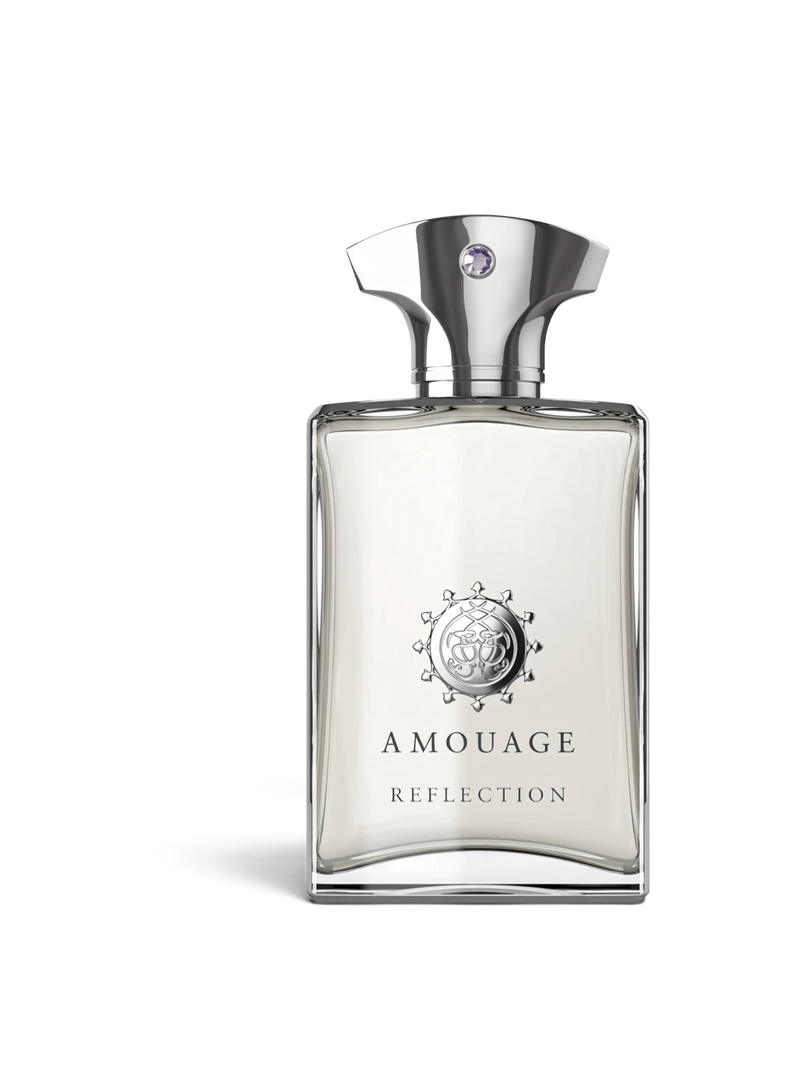 euaden Amouage Reflection Woman 100 ml EDP, beyaz cam şişeli, gümüş kapaklı ve çiçeksi notalara sahip lüks kadın parfümü