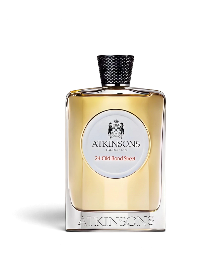 euaden Atkinsons 24 Old Bond Street 100 ml unisex parfüm, şık cam şişesi ve siyah dokulu kapağı ile zarif tasarım