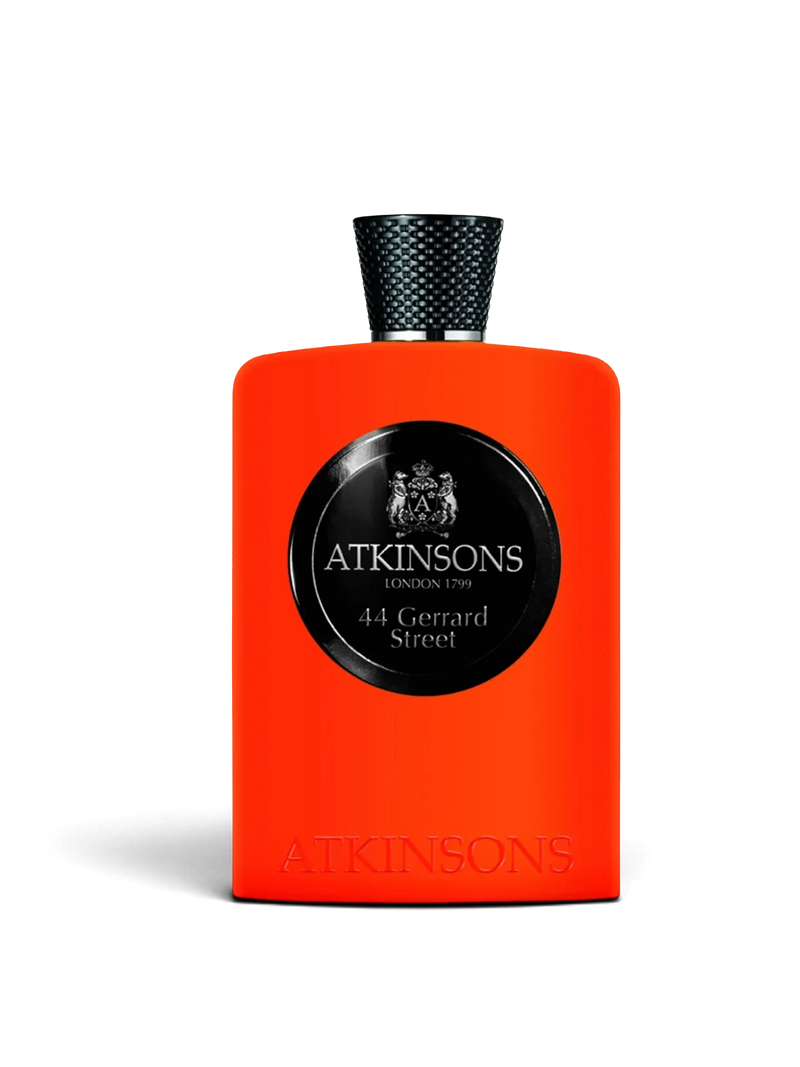 euaden Atkinsons 44 Gerrard Street unisex kolonya, canlı turuncu şişesi ve siyah detaylı tasarımıyla 100 ml parfüm