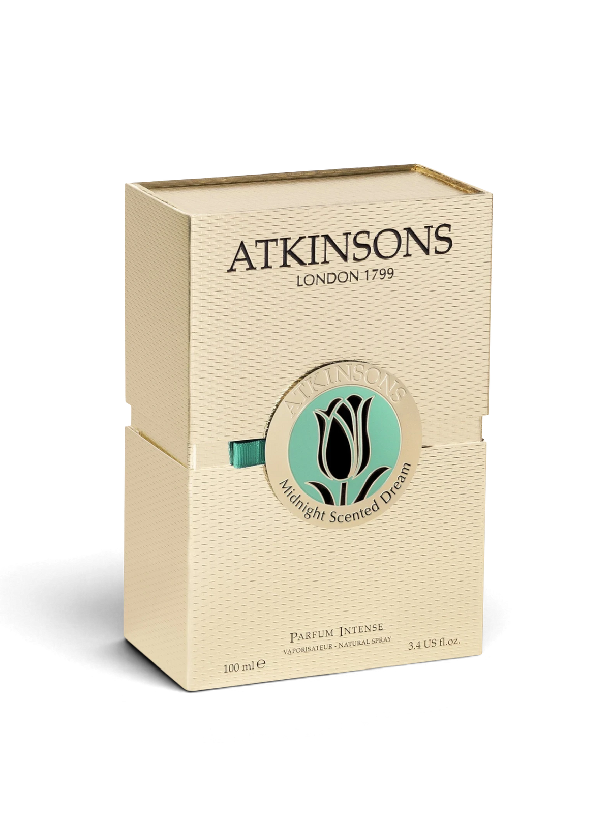 euaden Atkinsons Midnight Scented Dream 100 ml unisex parfüm kutusu, krem rengi dokulu ambalaj ve lale logolu etiket