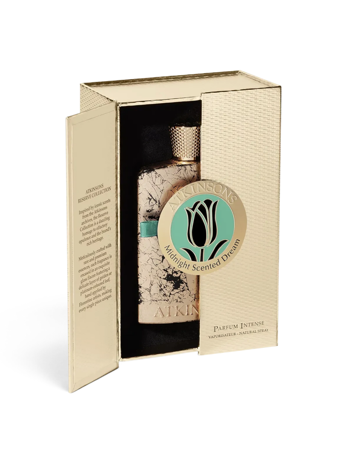 euaden Atkinsons Midnight Scented Dream unisex parfüm, altın detaylı şık kutusunda sunulan lüks niş parfüm şişesi