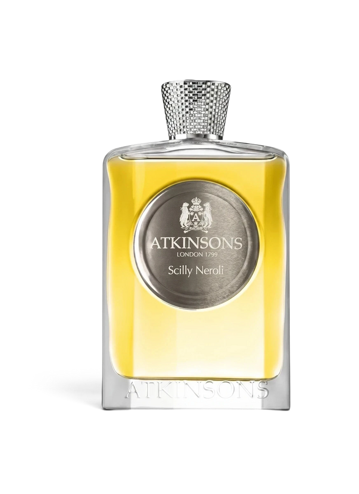 euaden Atkinsons Scilly Neroli unisex parfüm, şık cam şişesinde sarı renkli ferahlatıcı narenciye kokusu