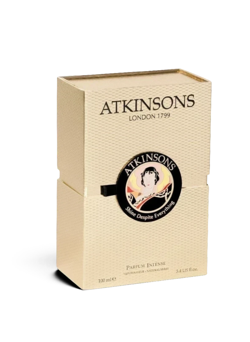 euaden Atkinsons Shine Despite Everything 100 ml unisex parfüm, altın renkli dokulu özel kutusunda şık tasarım