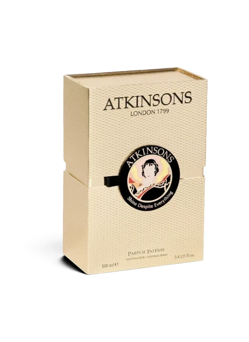 euaden Atkinsons Shine Despite Everything 100 ml unisex parfüm, altın renkli dokulu özel kutusunda şık tasarım