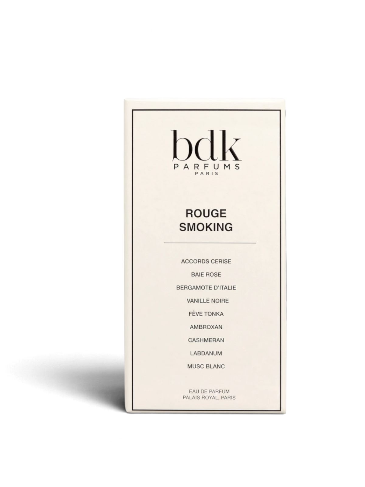 euaden BDK Parfums Rouge Smoking unisex parfüm kutusu, beyaz arka plan üzerinde minimalist ve şık tasarım