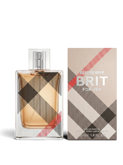 euaden Burberry Brit Woman EDP 100 ml parfüm şişesi ve ikonik ekose desenli kutusu