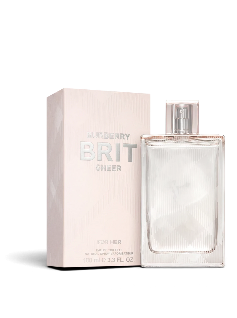 euaden Burberry Brit Sheer kadın parfümü, 100 ml şık cam şişesi ve pembe kutusu ile zarif bir çiçeksi koku