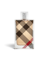 euaden Burberry Brit Woman EDP 100 ml parfüm, ikonik ekose desenli şeffaf cam şişesiyle zarif ve modern bir tasarım.