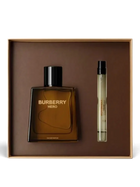 euaden Burberry Hero erkek parfüm hediye seti, 100ml EDP şişe ve 10ml seyahat boyu parfüm içeren şık kutu tasarımı.
