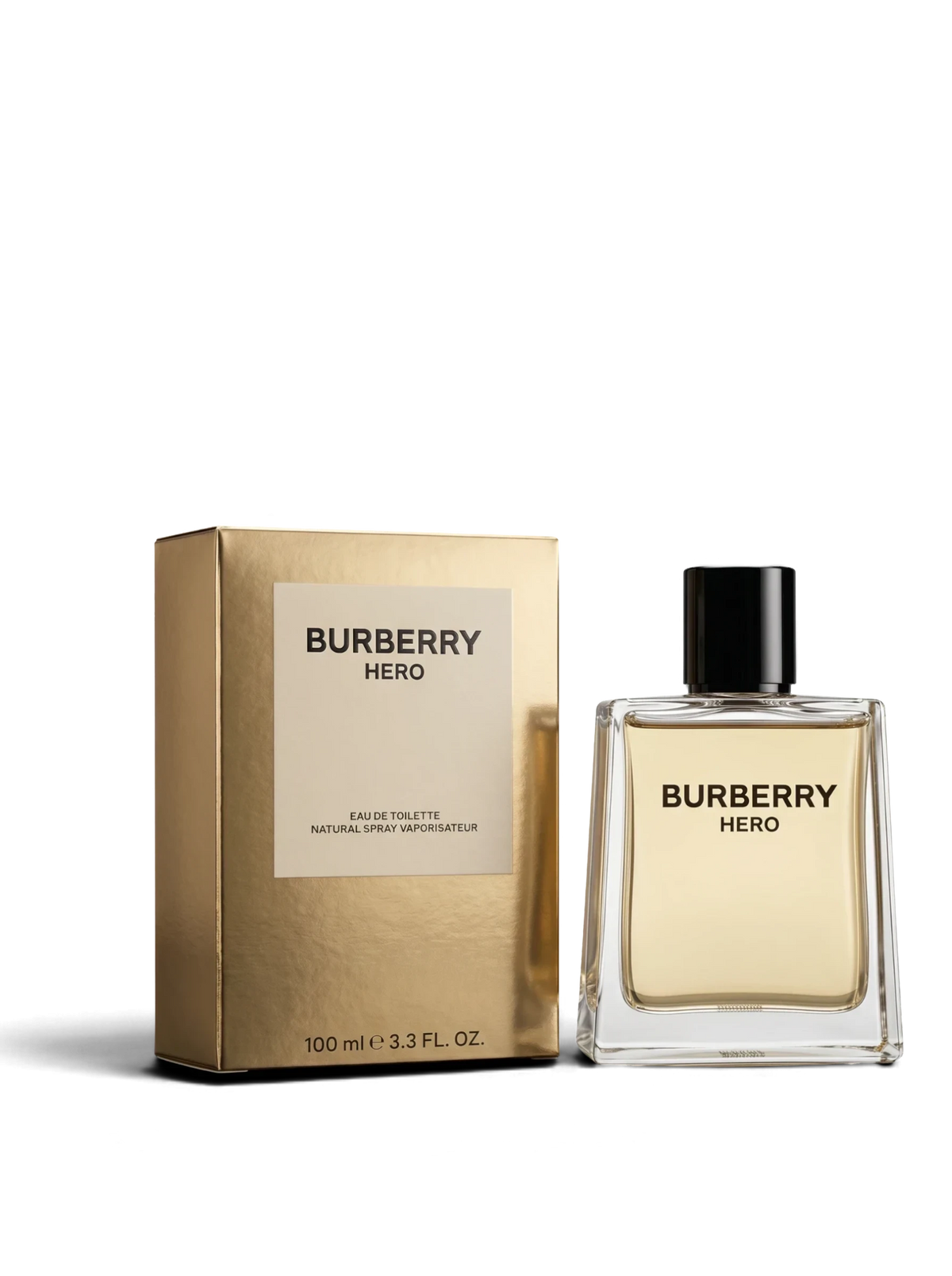 Euaden Burberry Hero erkek parfümü, şık cam şişesi ve altın rengi kutusu ile birlikte sunulan odunsu ferah koku.