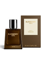 euaden Burberry Hero Parfum erkek parfümü, koyu kahverengi cam şişesi ve uyumlu kutusu ile lüks odunsu koku.