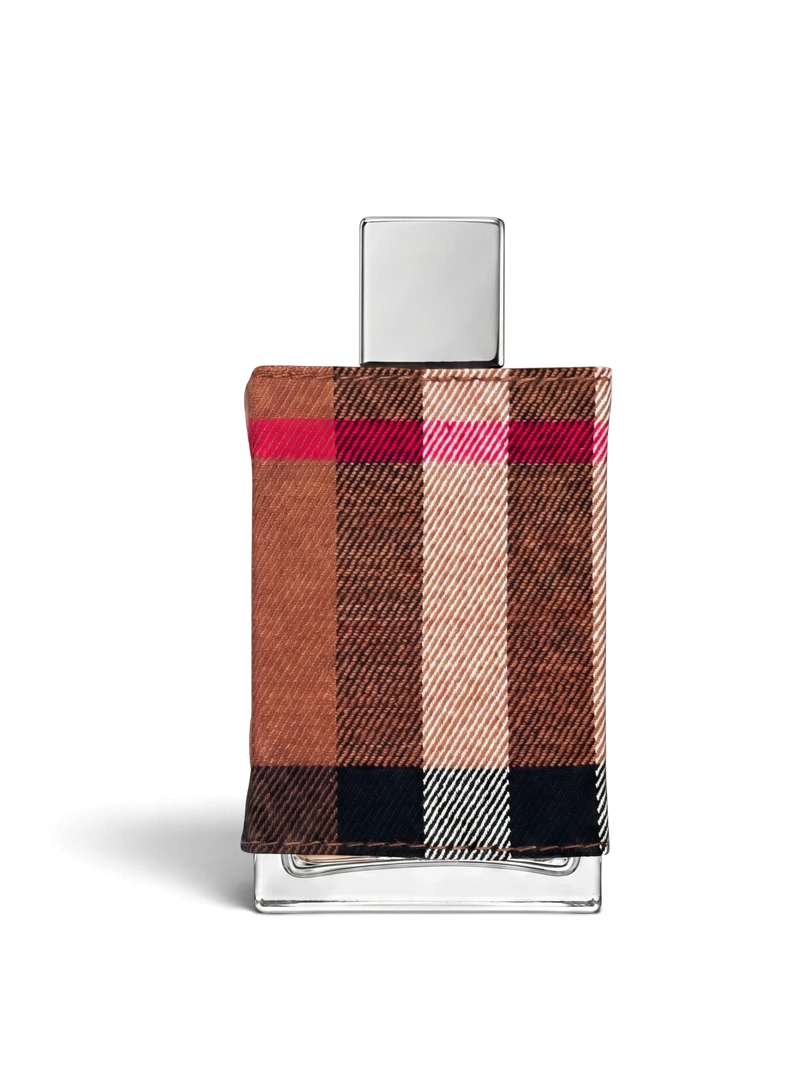 euaden Burberry London Men EDT 100 ml erkek parfümü, ikonik ekose kumaş kaplamalı şık cam şişe tasarımı