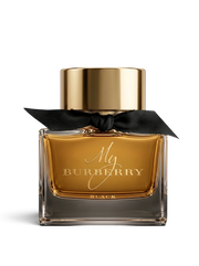 Euaden Burberry My Black EDP kadın parfümü, altın rengi şişesi ve zarif siyah kurdele detayı ile lüks parfüm şişesi.