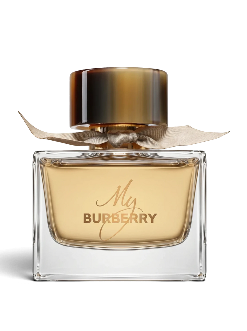 Euaden Burberry My Eau de Parfüm, şık kurdele detaylı ve kehribar tonlu cam şişede çiçeksi kadın parfümü