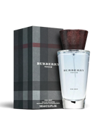 euaden Burberry Touch Men EDT 100 ml erkek parfümü, ikonik ekose desenli kutusu ve ahşap kapaklı şık cam şişesi