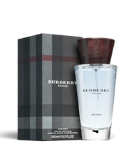 euaden Burberry Touch Men EDT 100 ml erkek parfümü, ikonik ekose desenli kutusu ve ahşap kapaklı şık cam şişesi