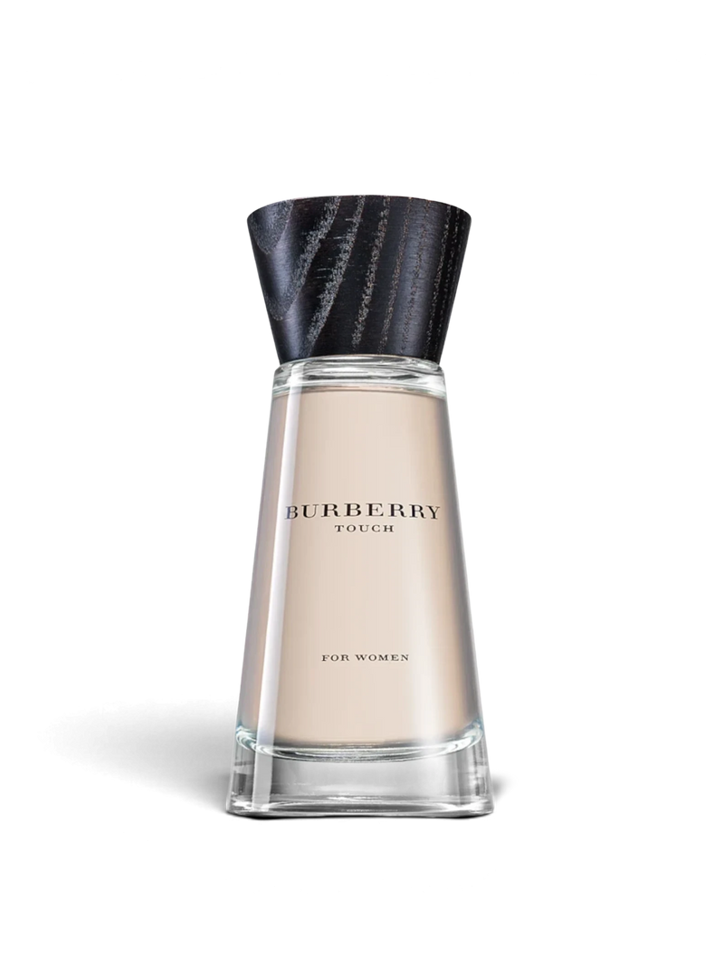euaden Burberry Touch Woman EDP 100 ml kadın parfümü, ahşap kapaklı şık cam şişe tasarımıyla