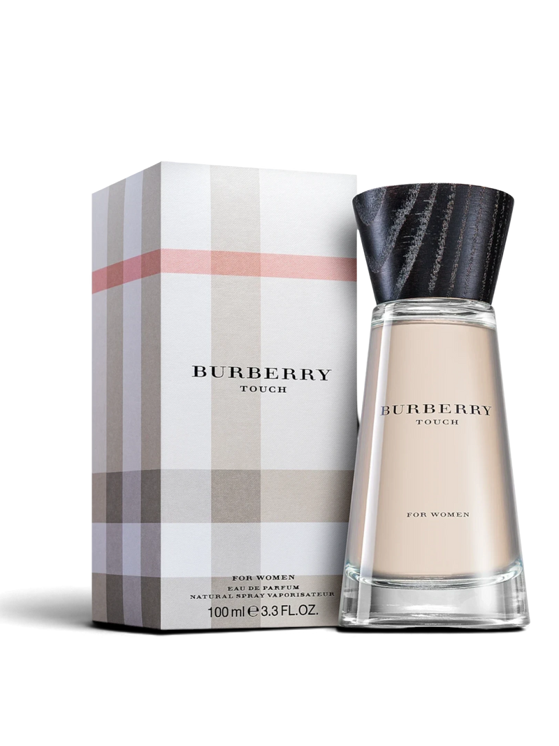 Euaden Burberry Touch Woman EDP 100 ml parfüm şişesi ve ikonik ekose desenli kutusu