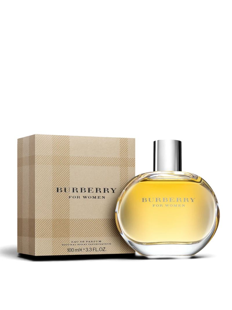 euaden Burberry Woman EDP 100 ml kadın parfümü, ikonik ekose desenli kutusu ve şık cam şişesiyle