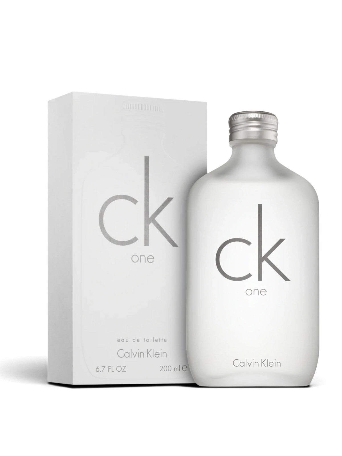 euaden Calvin Klein CK One unisex parfüm, ikonik buzlu cam şişesi ve beyaz kutusu ile ferah narenciye kokusu.