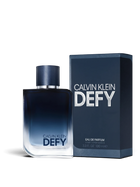 euaden Calvin Klein Defy EDP 100 ml erkek parfümü, lacivert degrade cam şişesi ve şık kutusu ile.