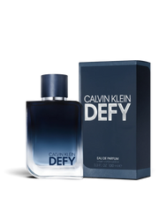 euaden Calvin Klein Defy EDP 100 ml erkek parfümü, lacivert degrade cam şişesi ve şık kutusu ile.