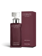 euaden Calvin Klein Eternity Amber Essence kadın parfümü, 100 ml koyu mor cam şişe ve uyumlu kutusu ile