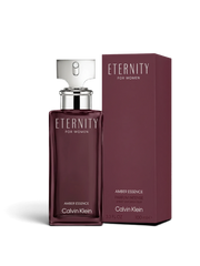 euaden Calvin Klein Eternity Amber Essence kadın parfümü, 100 ml koyu mor cam şişe ve uyumlu kutusu ile