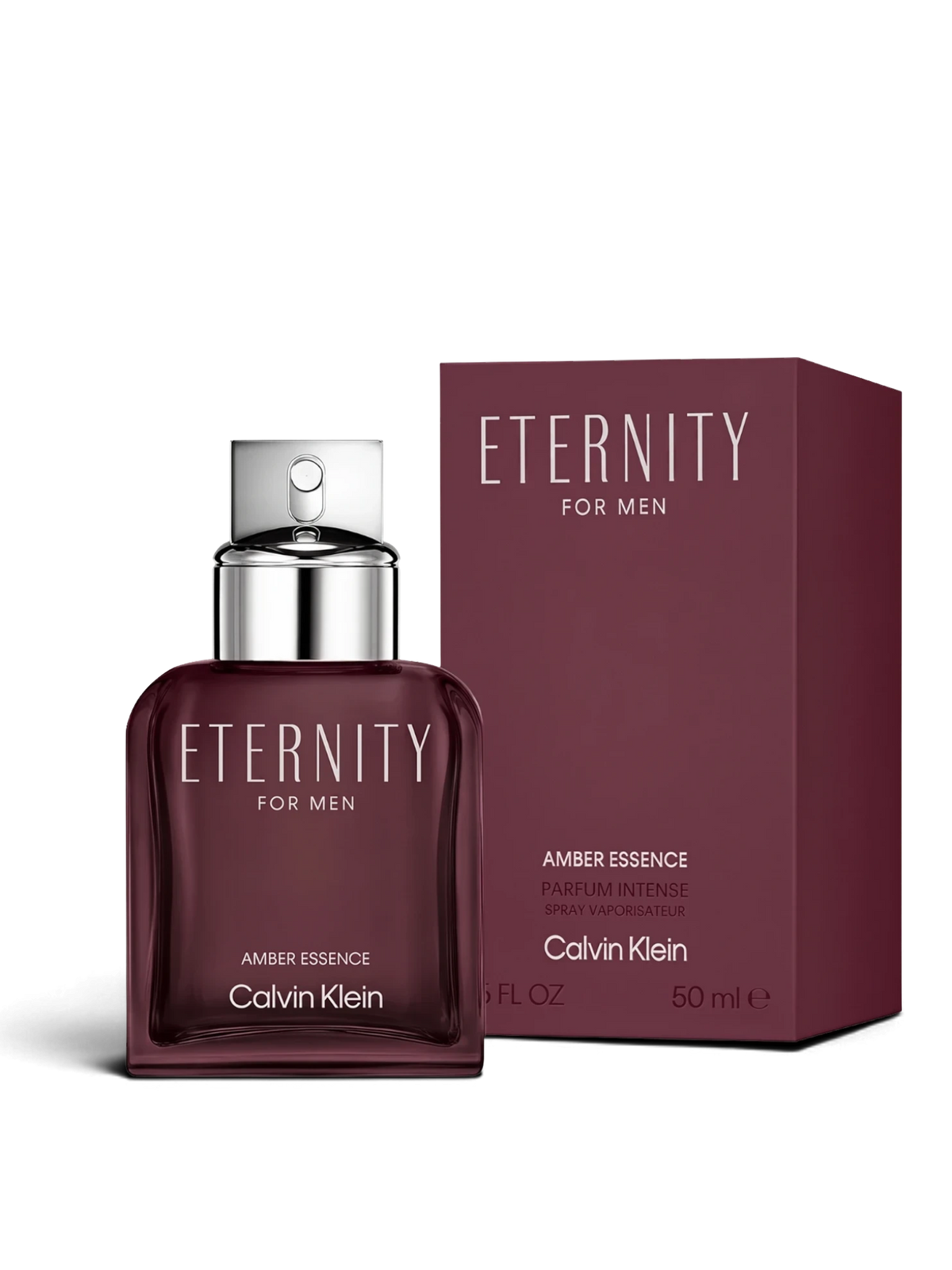 Euaden Calvin Klein Eternity Amber Essence erkek parfümü, koyu bordo cam şişesi ve uyumlu kutusu ile 100 ml