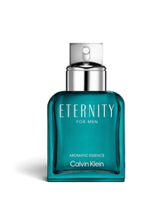 euaden Calvin Klein Eternity Aromatic Essence erkek parfümü, şık cam şişesinde turkuaz renkli aromatik odunsu koku