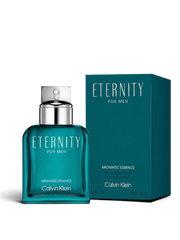euaden Calvin Klein Eternity Aromatic Essence erkek parfümü, şık cam şişesi ve turkuaz renkli kutusuyla.