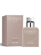 euaden Calvin Klein Eternity Suede Essence erkek parfümü, 100 ml şık bej şişe ve kutu tasarımı