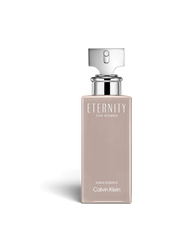 euaden Calvin Klein Eternity Suede Essence kadın parfümü, 100 ml şık bej şişe tasarımı ve gümüş kapak detayı
