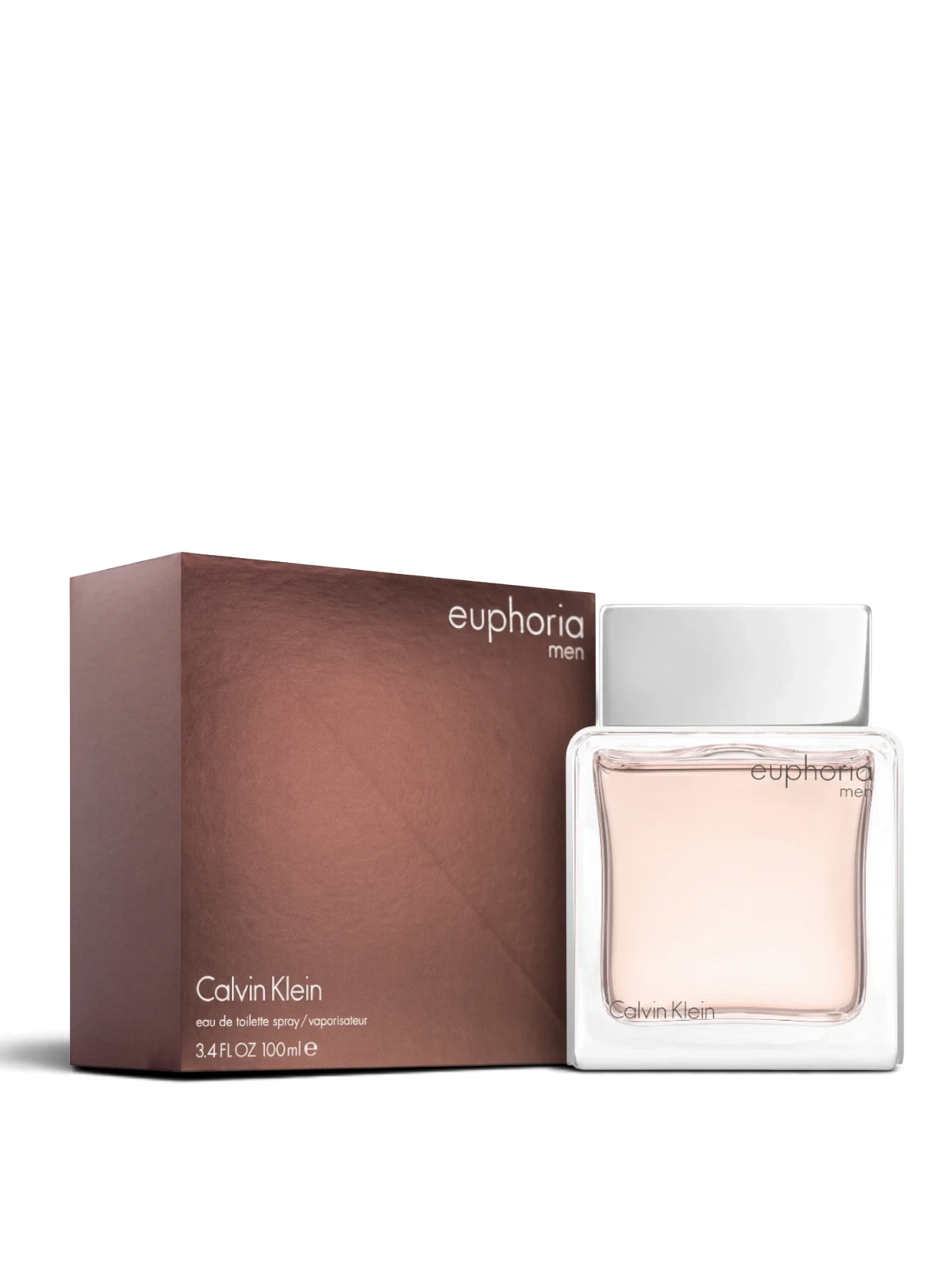 euaden Calvin Klein Euphoria Men EDT 100ml erkek parfümü, şık cam şişesi ve kahverengi kutusuyla
