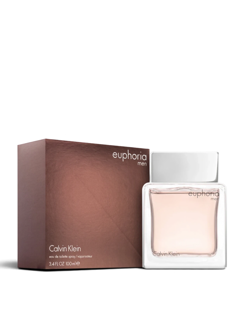 euaden Calvin Klein Euphoria Men EDT 100ml erkek parfümü, şık cam şişesi ve kahverengi kutusuyla