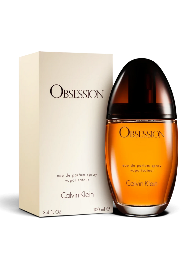 euaden CALVIN KLEIN Obsession kadın parfümü, kehribar rengi cam şişesi ve ikonik kutusu ile oryantal kokulu EDP